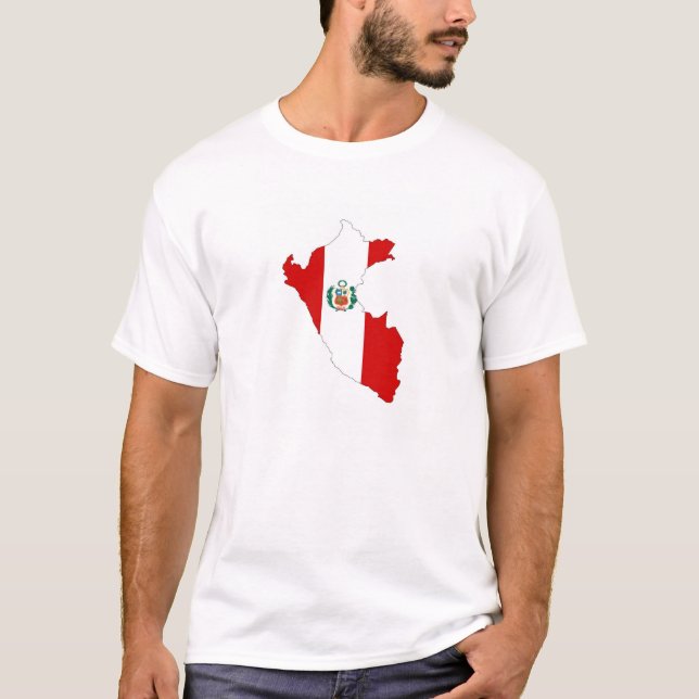 symbol karta för Peru land flagga-formen Tee (Framsida)