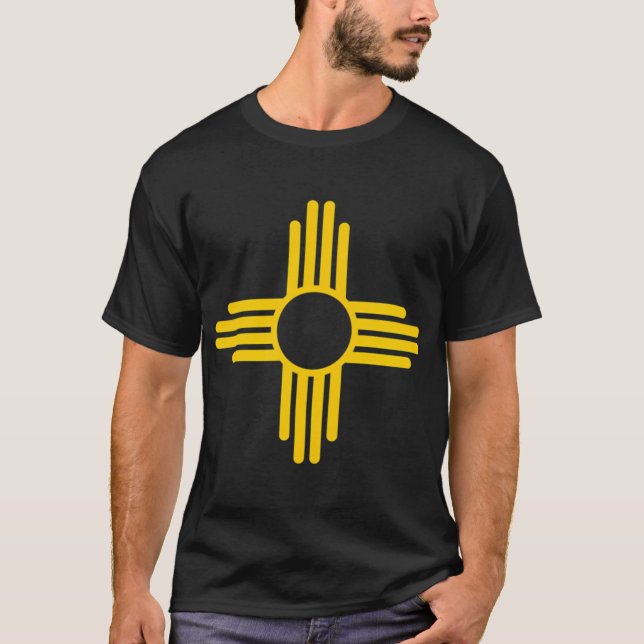 Symbol new mexico Flagga Gult Zia Sol T Shirt (Framsida)