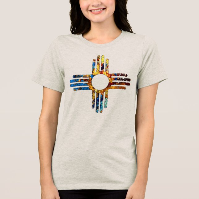 Symbol new mexico Zia Sol T Shirt (Framsida)