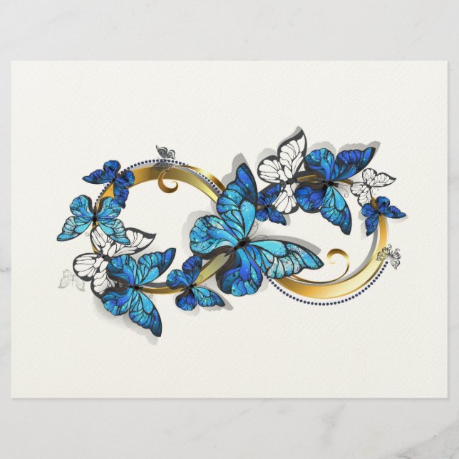 Symbol oändlighet av blå fjärilar Morpho Brevhuvud (Framsida)