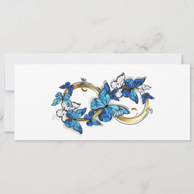 Symbol oändlighet av blå fjärilar Morpho Spara Datumet (Framsida)