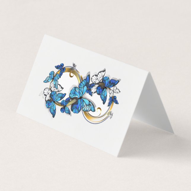 Symbol oändlighet av blå fjärilar Morpho Visitkort (Framsida)