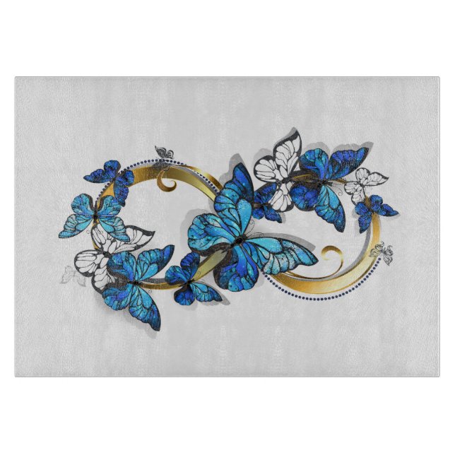 Symbol oändlighet av blå Morpho fjärilar (Framsidan)