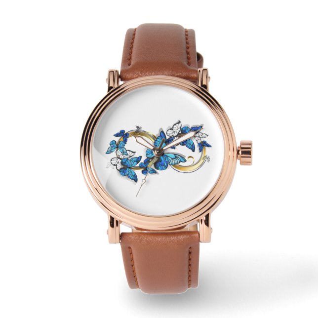 Symbol oändlighet av blå Morpho fjärilar Armbandsur (Framsida)