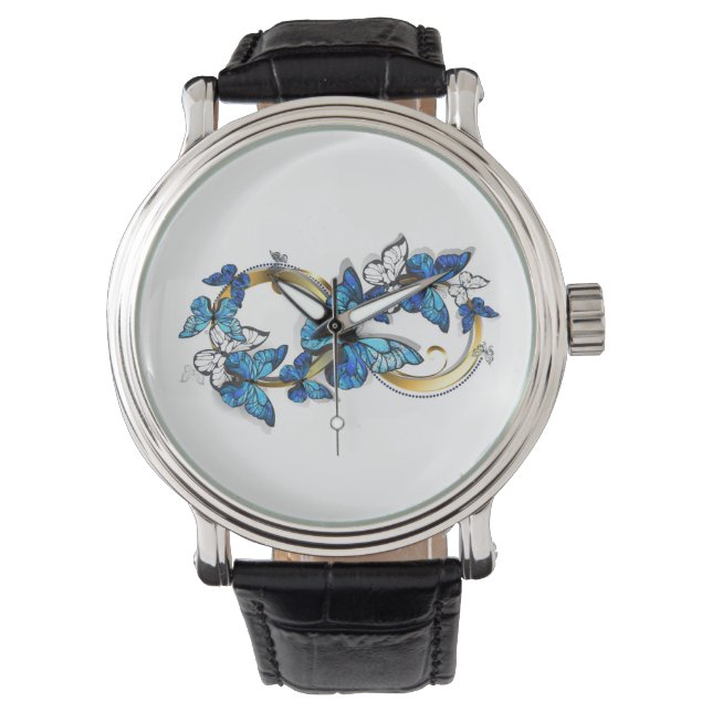 Symbol oändlighet av blå Morpho fjärilar Armbandsur (Framsida)