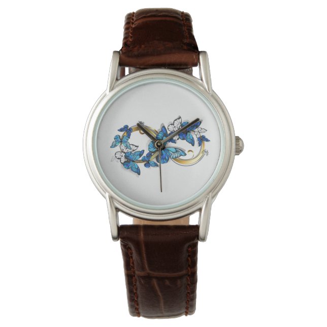 Symbol oändlighet av blå Morpho fjärilar Armbandsur (Framsida)