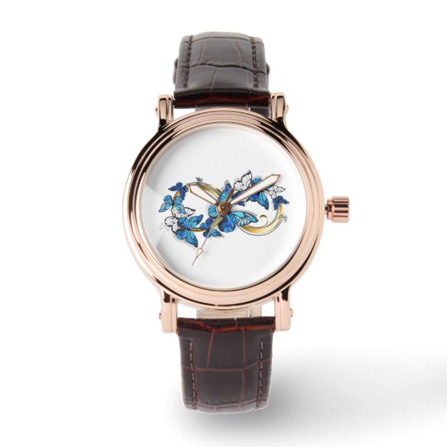Symbol oändlighet av blå Morpho fjärilar Armbandsur (Framsida)