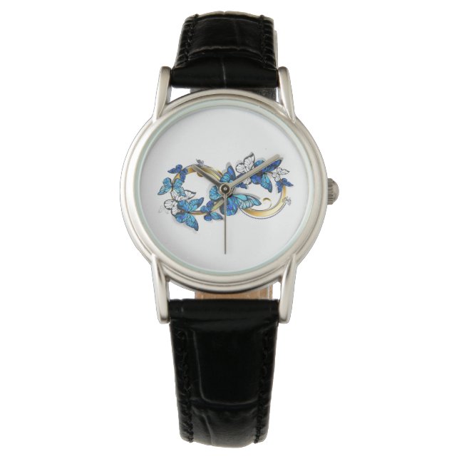Symbol oändlighet av blå Morpho fjärilar Armbandsur (Framsida)