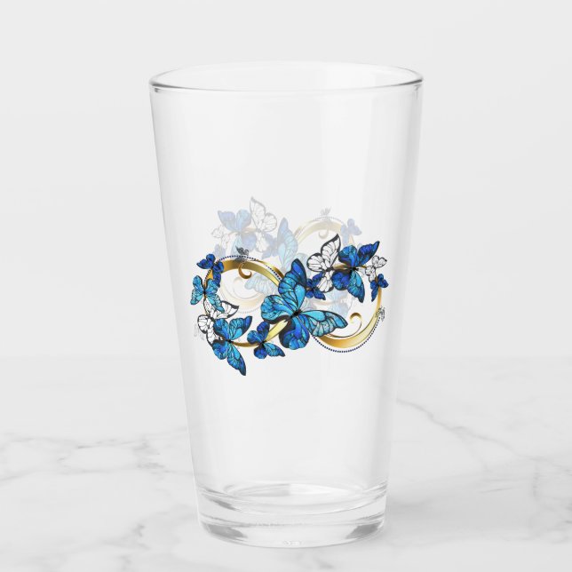 Symbol oändlighet av blå Morpho fjärilar Glaskopp (Framsida)