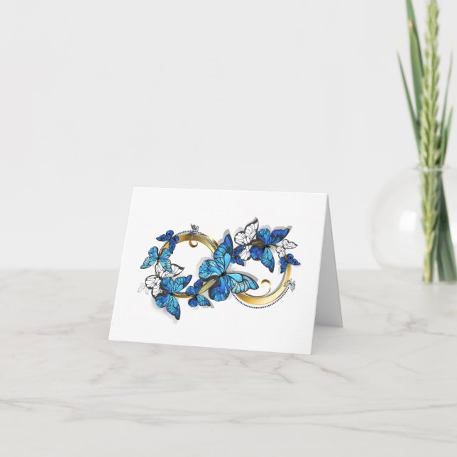 Symbol oändlighet av blå Morpho fjärilar Inbjudan (Framsida)