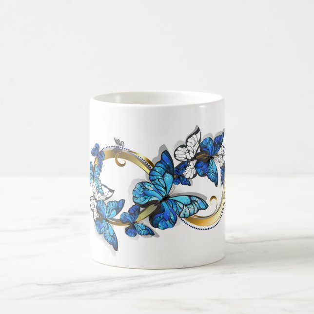 Symbol oändlighet av blå Morpho fjärilar Kaffemugg (Center)