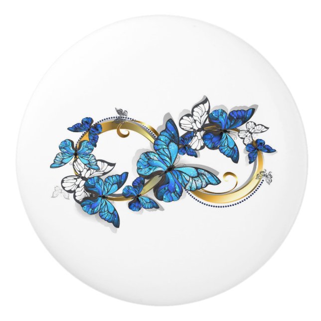 Symbol oändlighet av blå Morpho fjärilar Knopp (Framsidan)