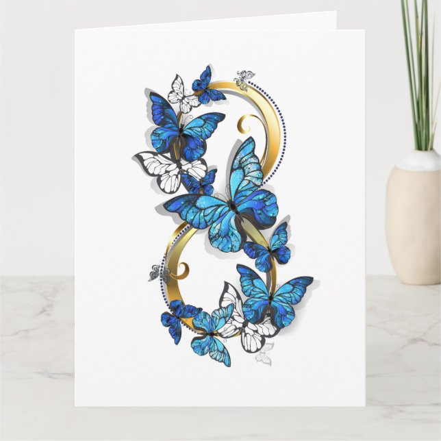Symbol oändlighet av blå Morpho fjärilar Kort (Framsida)