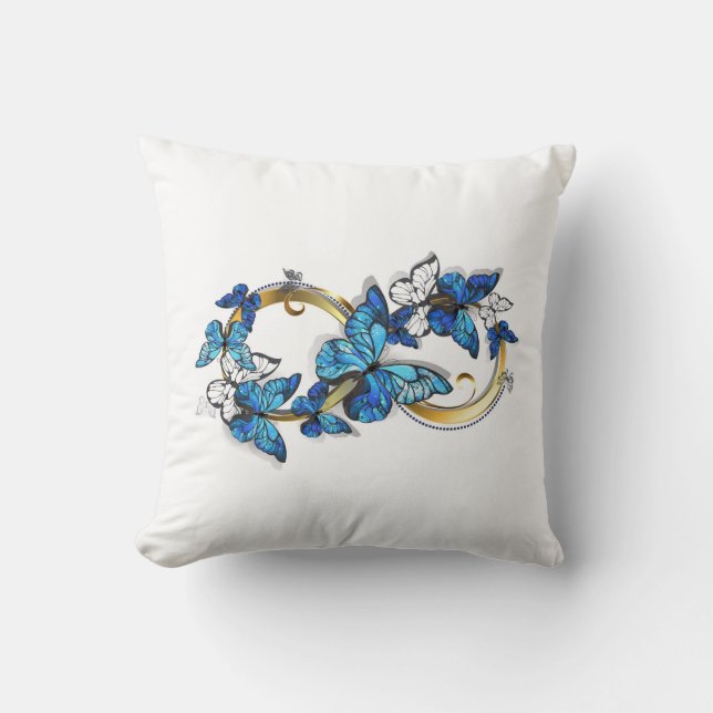Symbol oändlighet av blå Morpho fjärilar Kudde (Framsida)