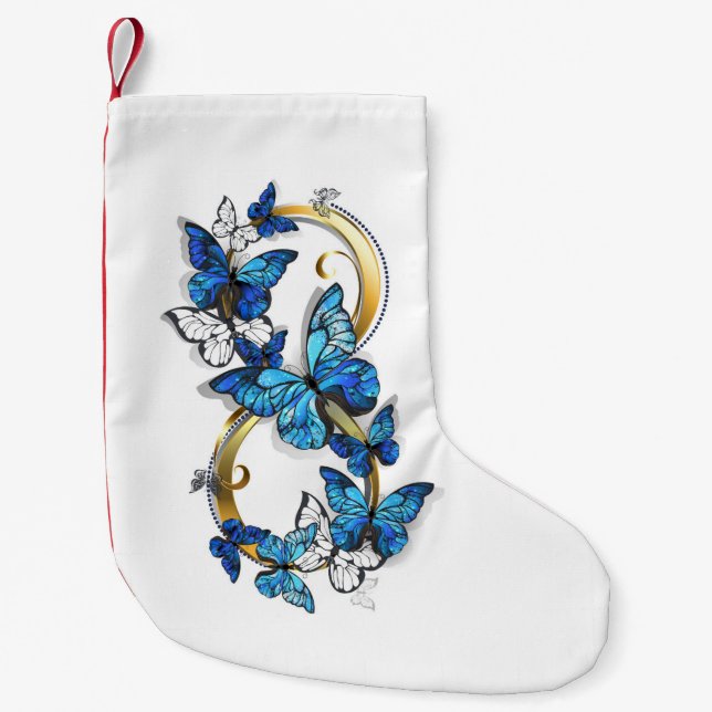 Symbol oändlighet av blå Morpho fjärilar Liten Julstrumpa (Framsidan)