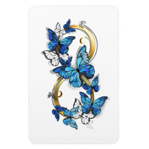 Symbol oändlighet av blå Morpho fjärilar Magnet