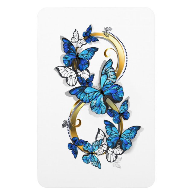 Symbol oändlighet av blå Morpho fjärilar Magnet (Vertikal)