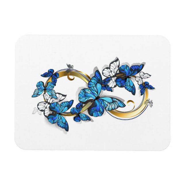Symbol oändlighet av blå Morpho fjärilar Magnet (Horisontell)