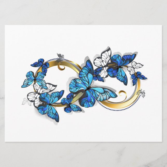 Symbol oändlighet av blå Morpho fjärilar Meny (Framsida)