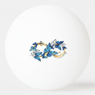 Symbol oändlighet av blå Morpho fjärilar Pingisboll
