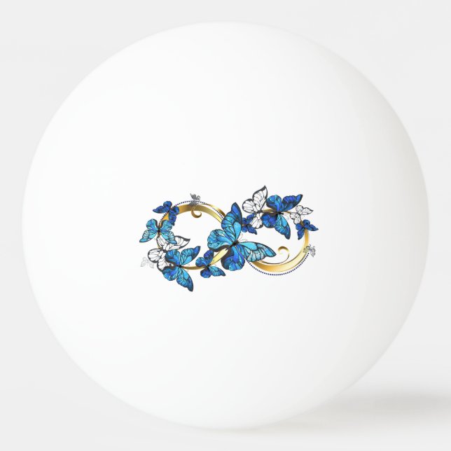 Symbol oändlighet av blå Morpho fjärilar Pingisboll (Framsidan)