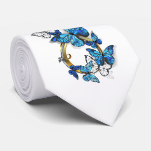 Symbol oändlighet av blå Morpho fjärilar Slips