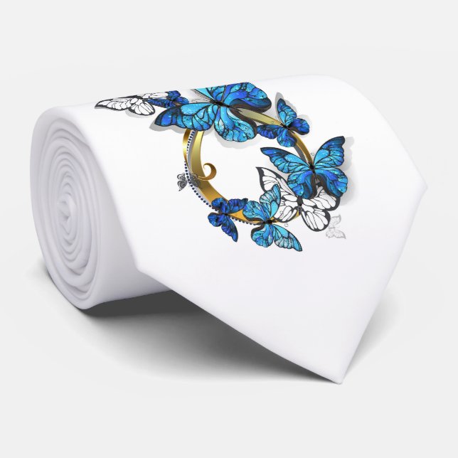 Symbol oändlighet av blå Morpho fjärilar Slips (Rullad)
