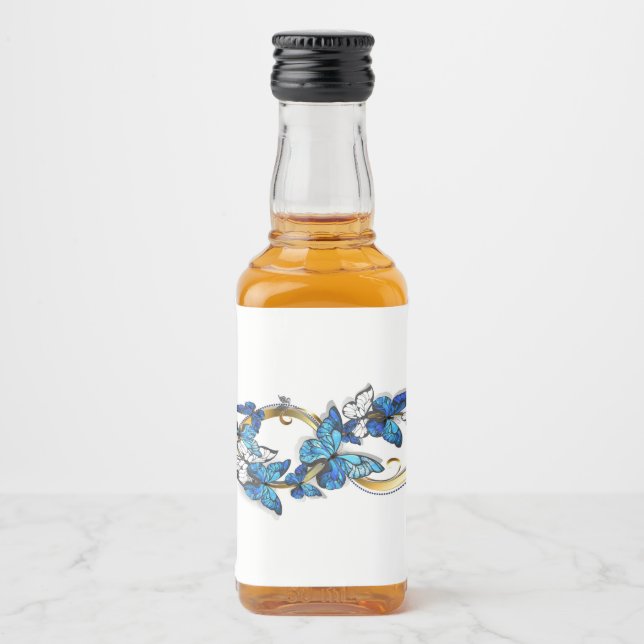 Symbol oändlighet av blå Morpho fjärilar Spritflaskor Etikett (Framsida)