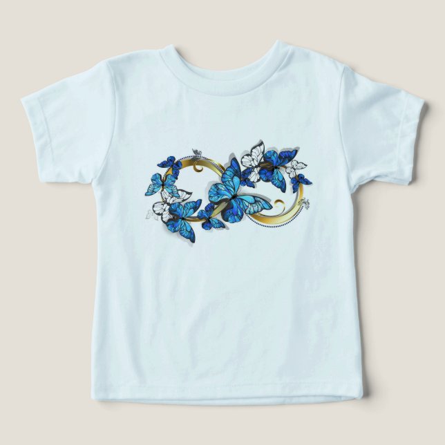 Symbol oändlighet av blå Morpho fjärilar T Shirt (Design Framsida)