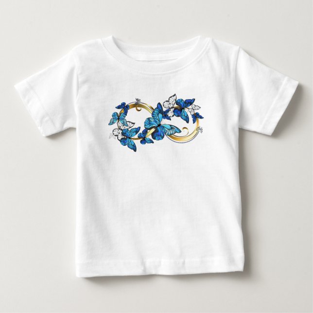 Symbol oändlighet av blå Morpho fjärilar T Shirt (Framsida)