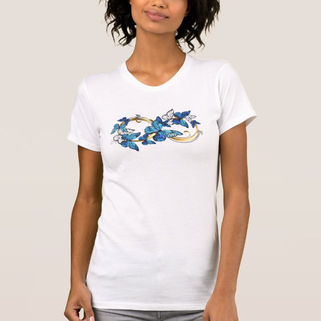 Symbol oändlighet av blå Morpho fjärilar T Shirt (Framsida)