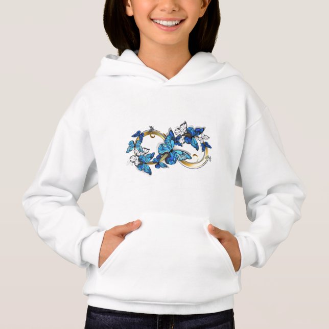 Symbol oändlighet av blå Morpho fjärilar T Shirt (Framsida)