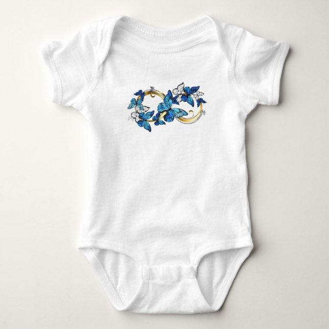 Symbol oändlighet av blå Morpho fjärilar T Shirt (Framsida)
