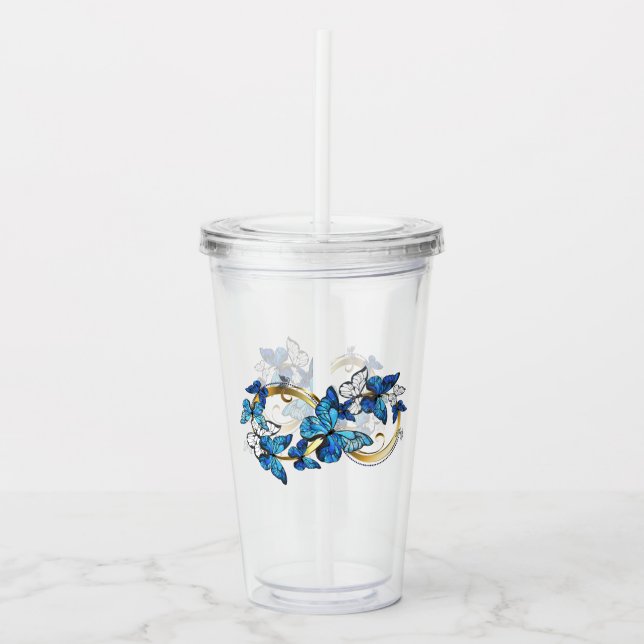Symbol oändlighet av blå Morpho fjärilar Take Away Mugg (Framsida)