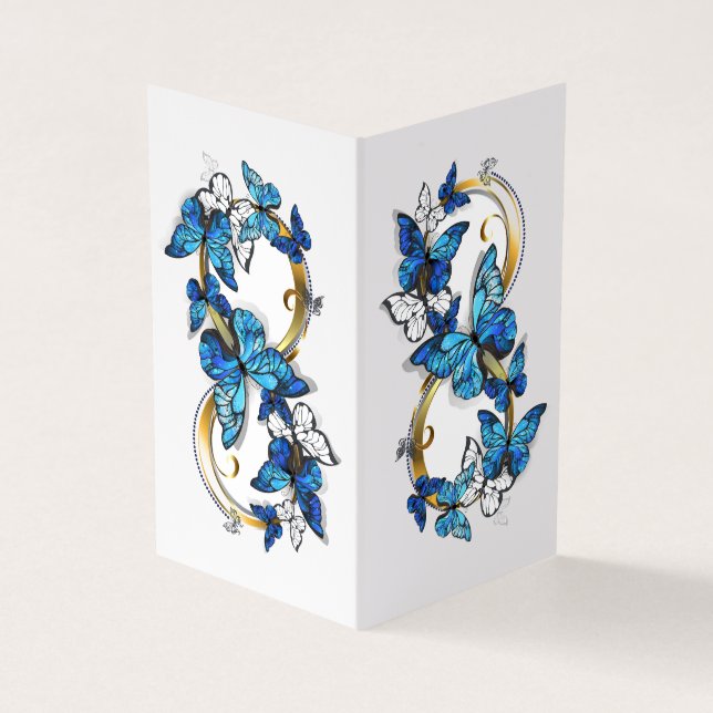 Symbol oändlighet av blå Morpho fjärilar Visitkort (Utsida)