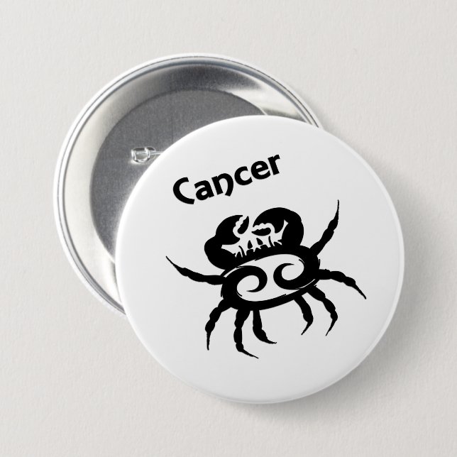 Symbol och tecken på Cancer Zodiac Knapp (Framsida & baksida)