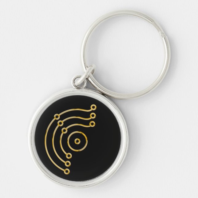 Symbol RUNA/GULD Rund Silverfärgad Nyckelring (Framsidan)