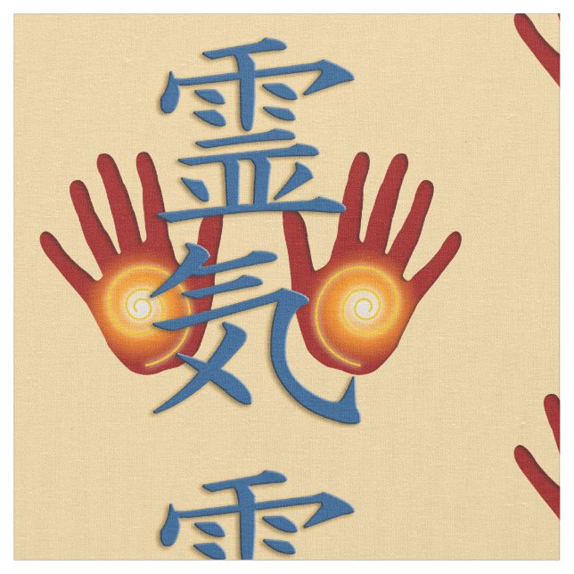 Symbol/Signera REIKI & Händer + ryggen. & idéer Tyg (Närbild)