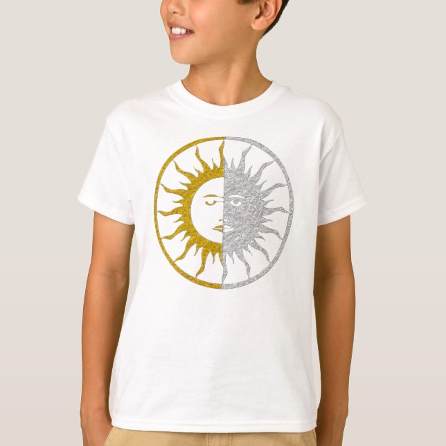 Symbol sol & MÅNE - guld silver T Shirt (Framsida)