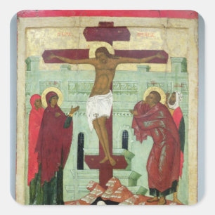 Symbol som visar crucifixionen med oskulden fyrkantigt klistermärke