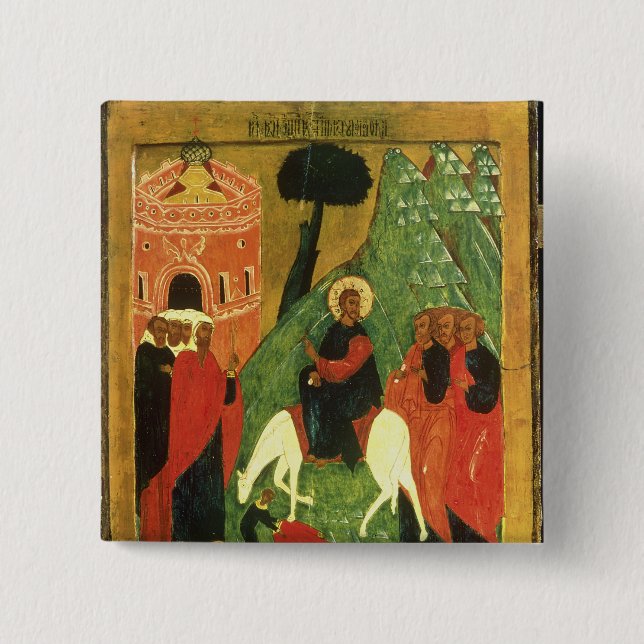 Symbol som visar Kristus tillträde in i Jerusalem Knapp (Framsida)