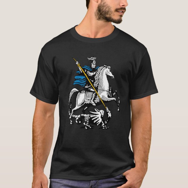 Symbol St George för Moscow stadsRyssland flagga T Shirt (Framsida)