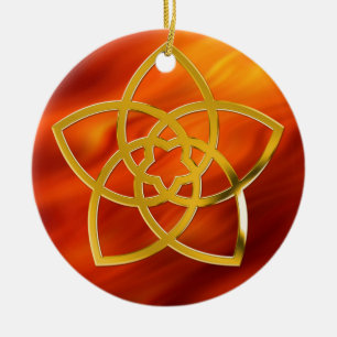 Symbol Venus Flower / GULD Brödröd Julgransprydnad Keramik