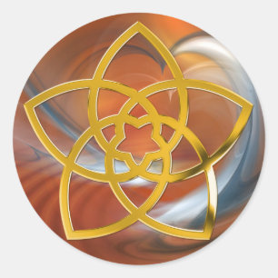 Symbol Venus Flower / GULD mot himlen Runt Klistermärke