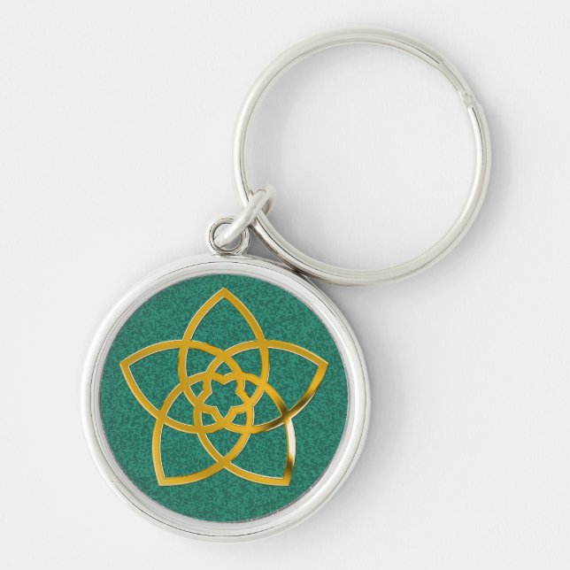 Symbol Venus Flower / GULD Rund Silverfärgad Nyckelring (Framsidan)