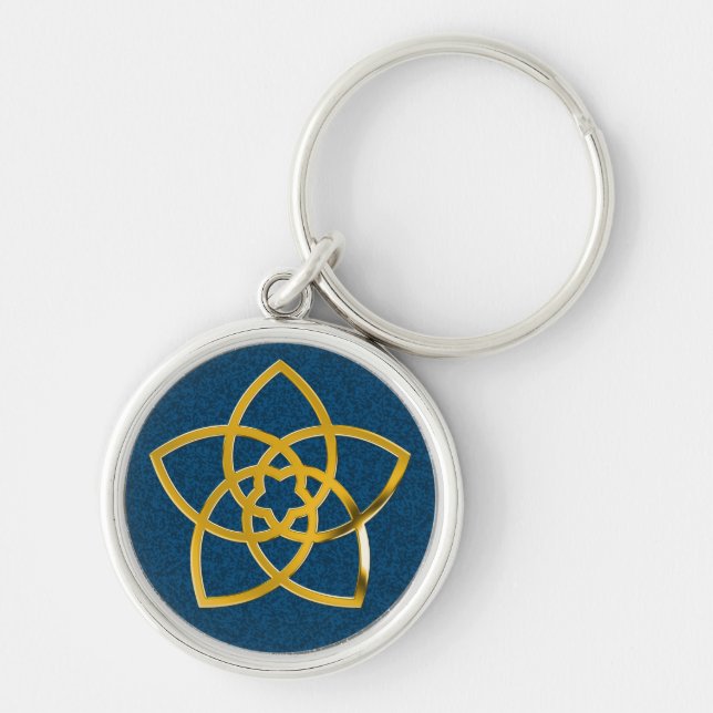 Symbol Venus Flower / GULD Rund Silverfärgad Nyckelring (Framsidan)