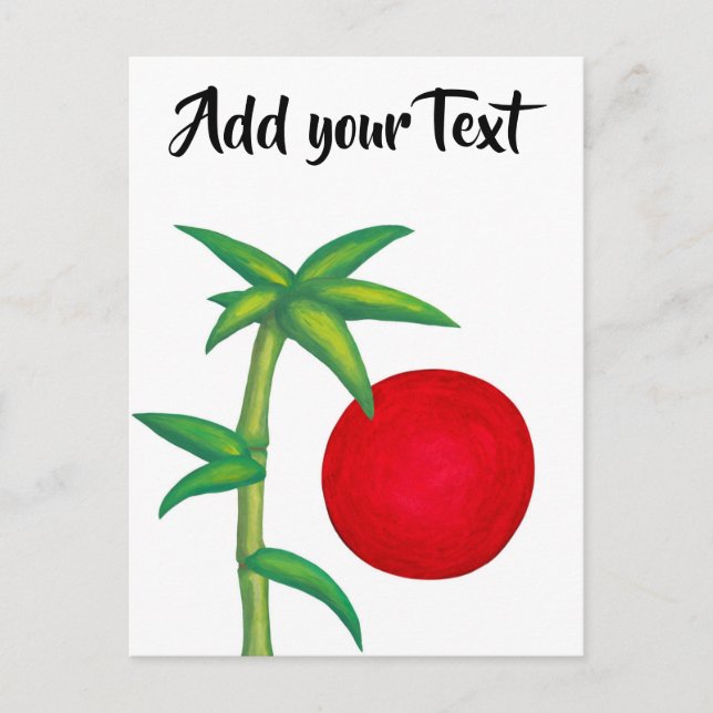 Symbolen Asia Bamboo och Sol Vykort (Framsida)