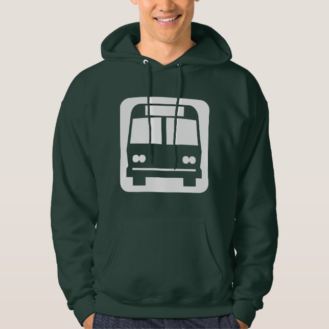 Symbolen buss - Vit på Mörk Sweatshirt Med Luva (Framsida)