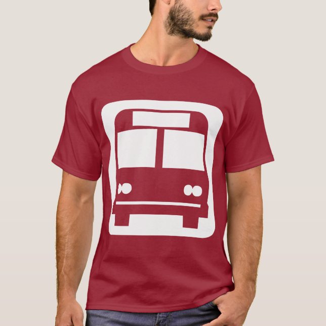 Symbolen buss - Vit på Mörk T Shirt (Framsida)
