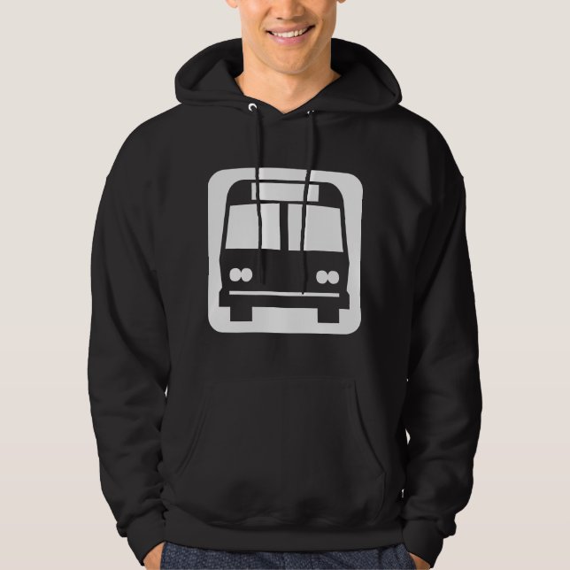 Symbolen buss - Vit på Mörk Tröja Med Luva (Framsida)
